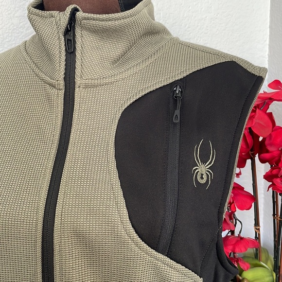 NWT Spyder Tea Leaf Black Green Fleece Lined Full Zip Vest Jacket - Picture 2 of 4